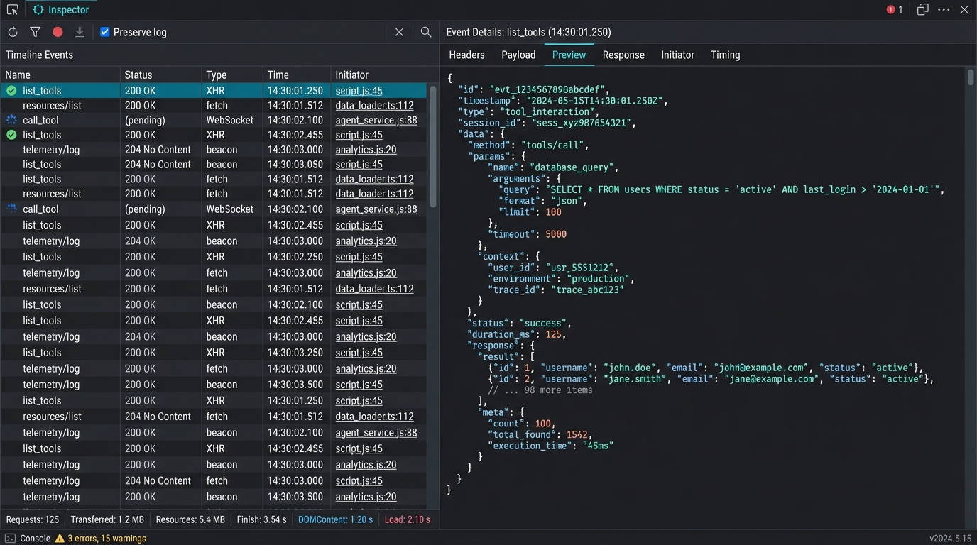 MCP Inspector Debugging Interface